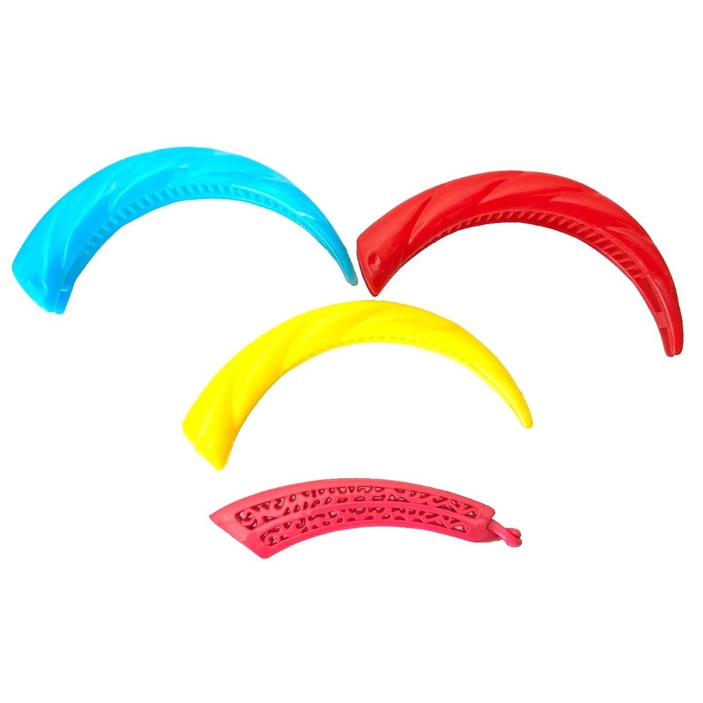 Vintage 1980s Banana Hair Clips Lot 4 Neon Bright Colors Filigree Twisted Retro